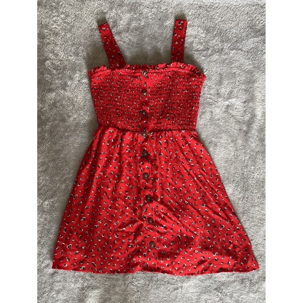 Sienna Sky Women's Juniors Sun-Dress Tank Top Style Red Floral Size M
